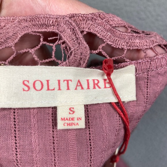 Solitaire Top Women's‎ Small Dusty Pink Open Work Lace Feminine Romantic Dainty - Picture 10 of 13